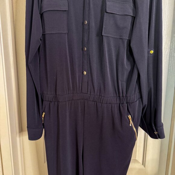 Chico's Pants - Chico's Utility Jumpsuit Black Size 3 XL 16 NWT Button Front Gold Zip Pockets